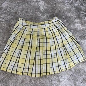 Yellow Plaid Mini Skirt Faded Rose Small